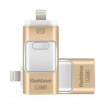 256 GB Flash Drive USB Memory Stick Disk 3 in 1 for Android/IOS iPhone PC(gold)