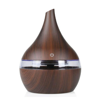 300ml Wood Grain Humidifier – Ultrasonic Essential Oil Diffuser Single Room Humidifiers with 7 Color Night Light – Portable quiet Humidifying Unit for Bedroom Nightstand, Office and yoga