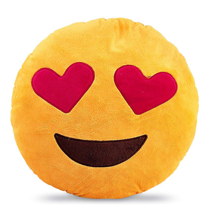 Emoji Love In My Eyes Round Cushion Pillow Yellow/Red