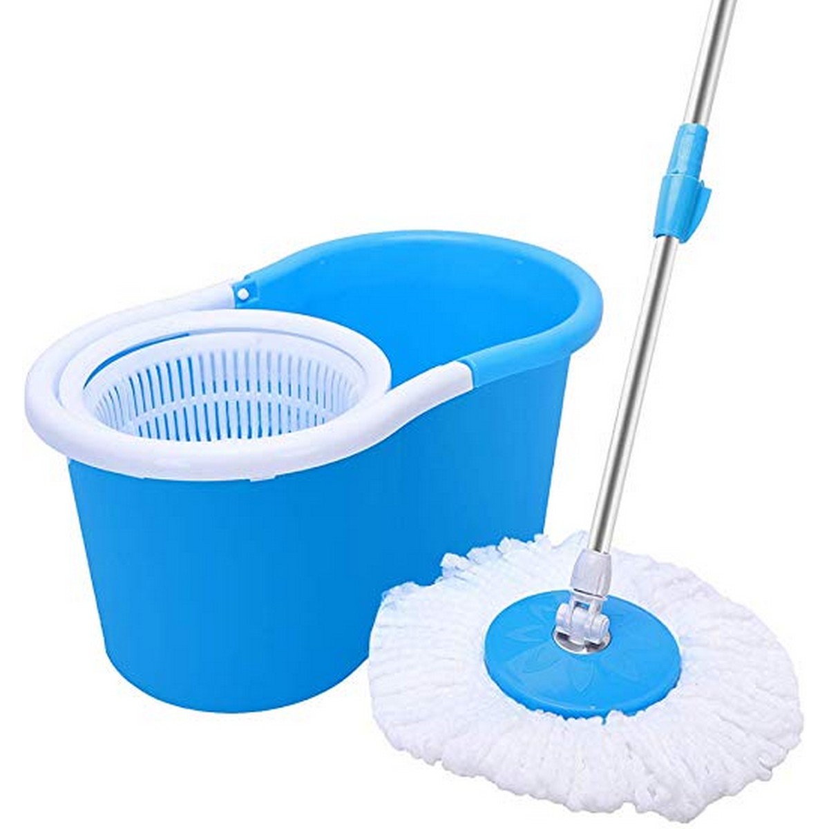 Flexy Easy Wring Magic Cleaning 360 spin stainless basket Mop Set - Blue