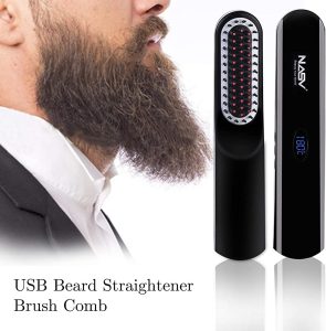 Cordless USB Beard Straightener Brush for Men